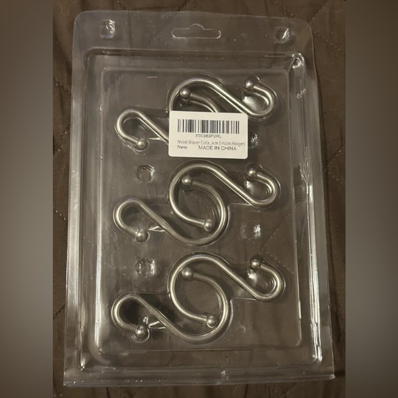 Metal Nickel Shower Curtain Hooks Set Of 12 Rust Proof S shaped for bathroom - Picture 2 of 2